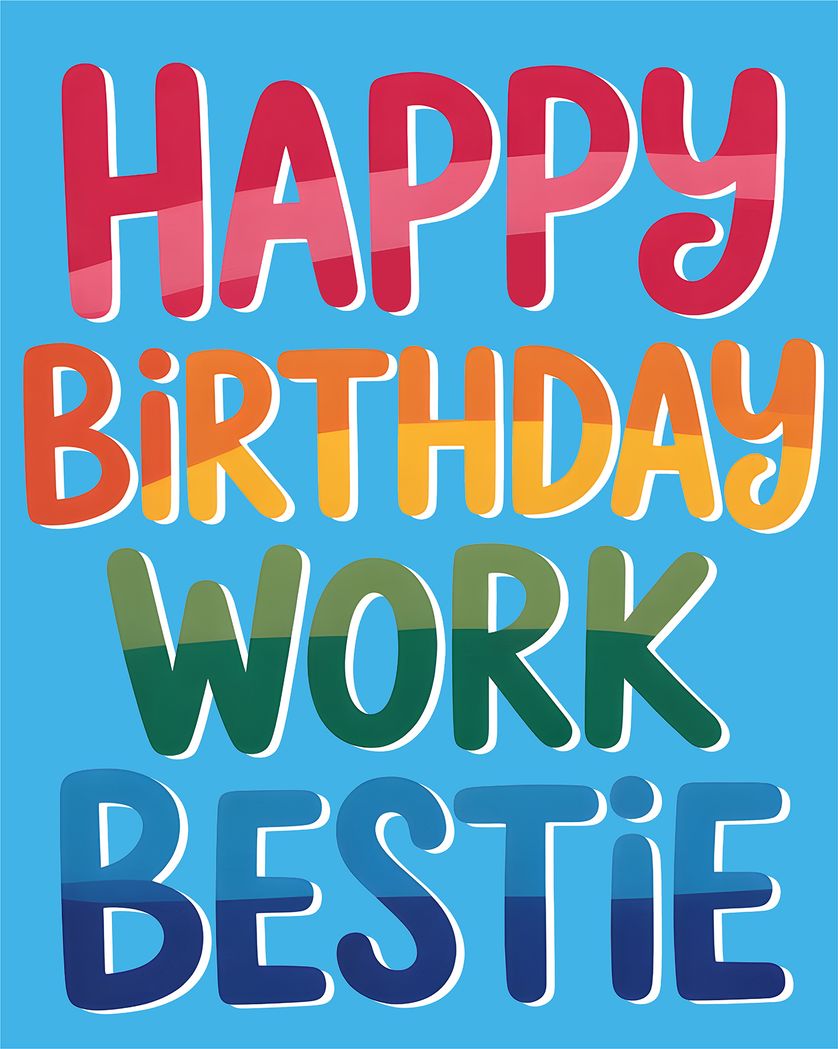 Card design "Rainbow words - group birthday ecard"