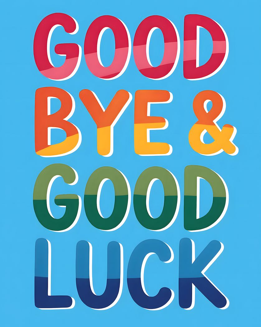 Card design "Rainbow words - group leaving ecard"