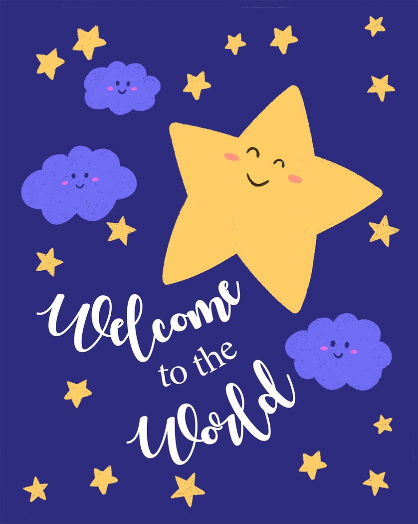 Card design "Sweet Star - group baby ecard"