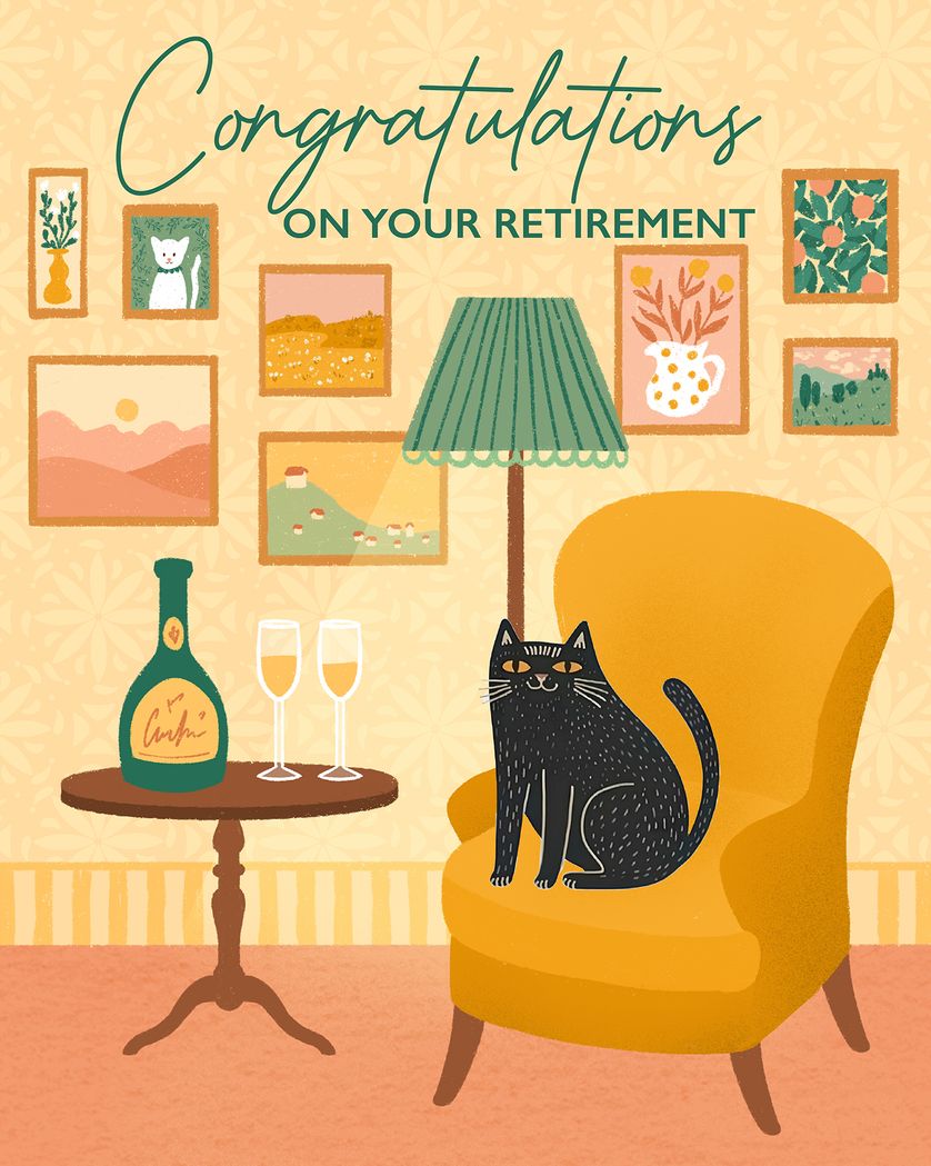 Card design "Cosy Nook - group retirement ecard"