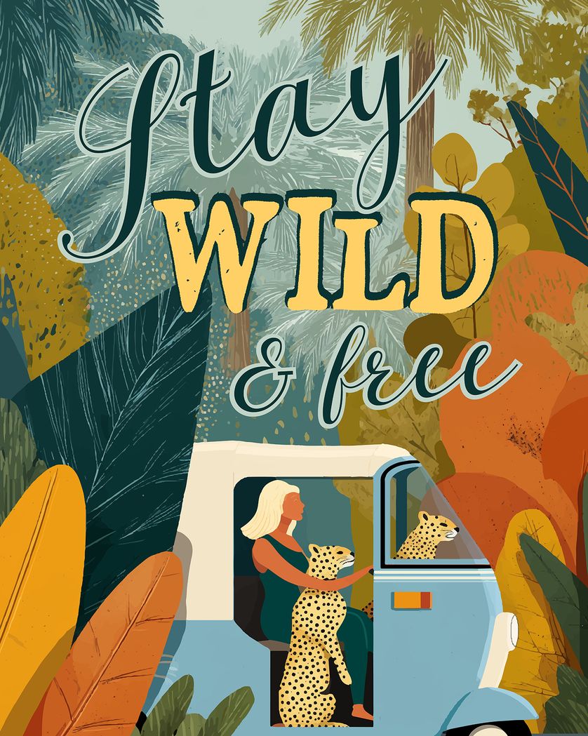 Card design "Wild woman - group leaving ecard"