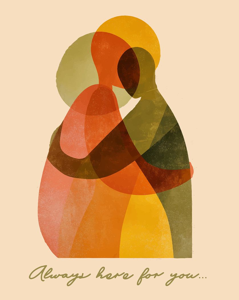 Card design "Abstract hug - group sympathy ecard"