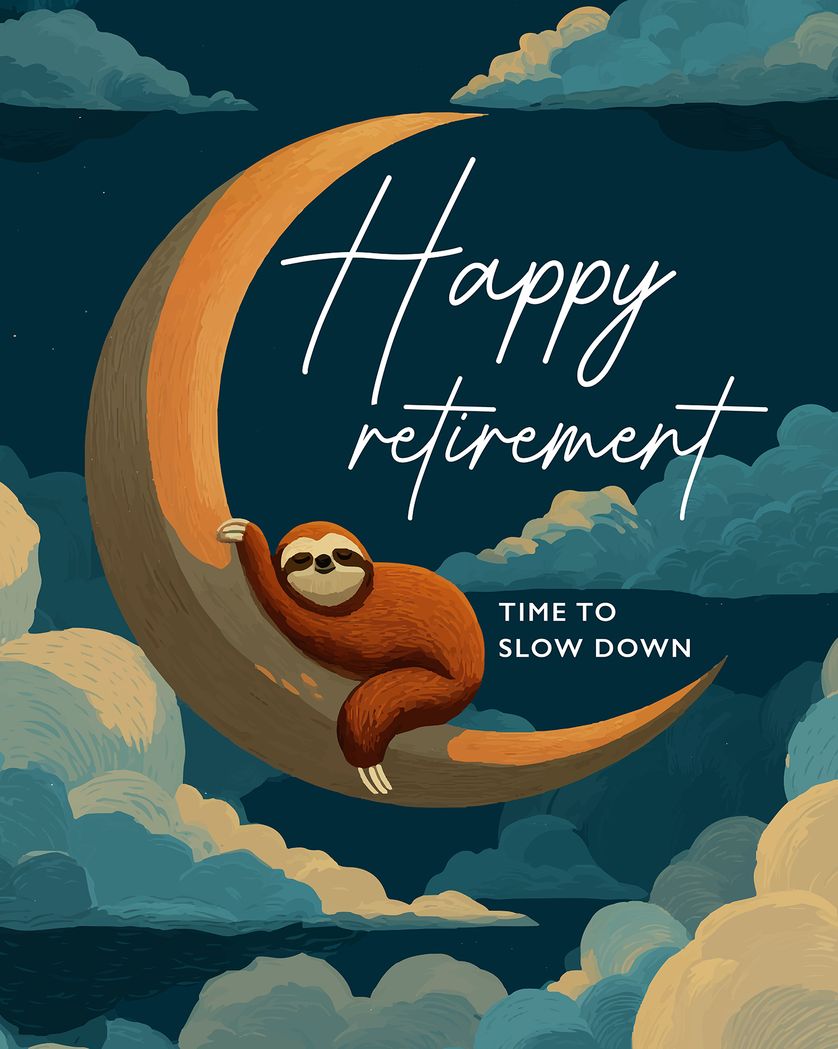 Card design "Sleepy sloth - group retirement ecard"