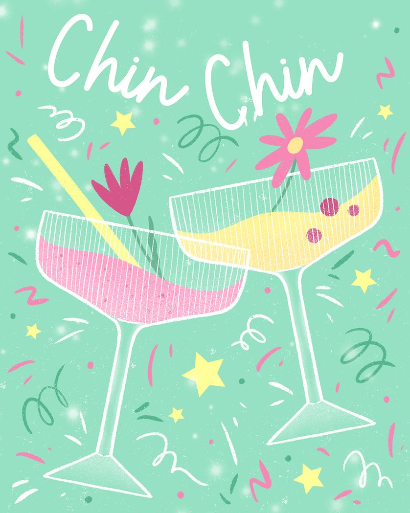 Card design "Cocktail Party - group Birthday ecard"