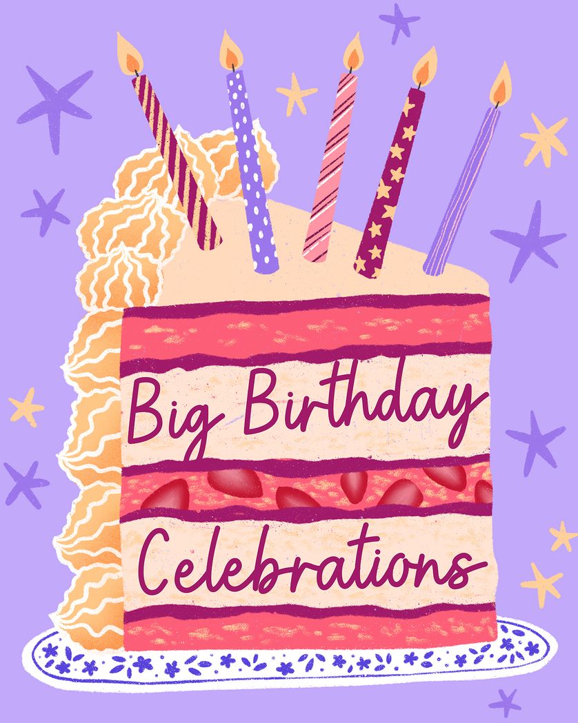 Card design "Big Cake - group Birthday ecard"