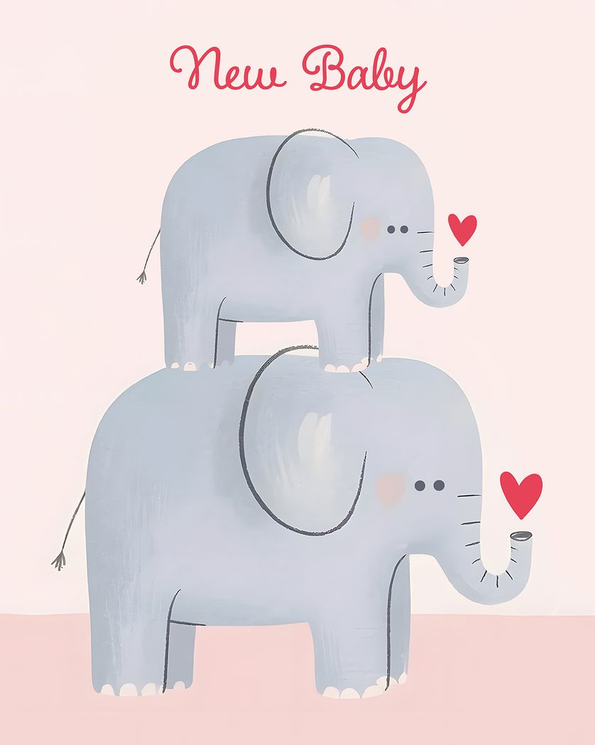 Card design "Baby Elephant - group ecard"