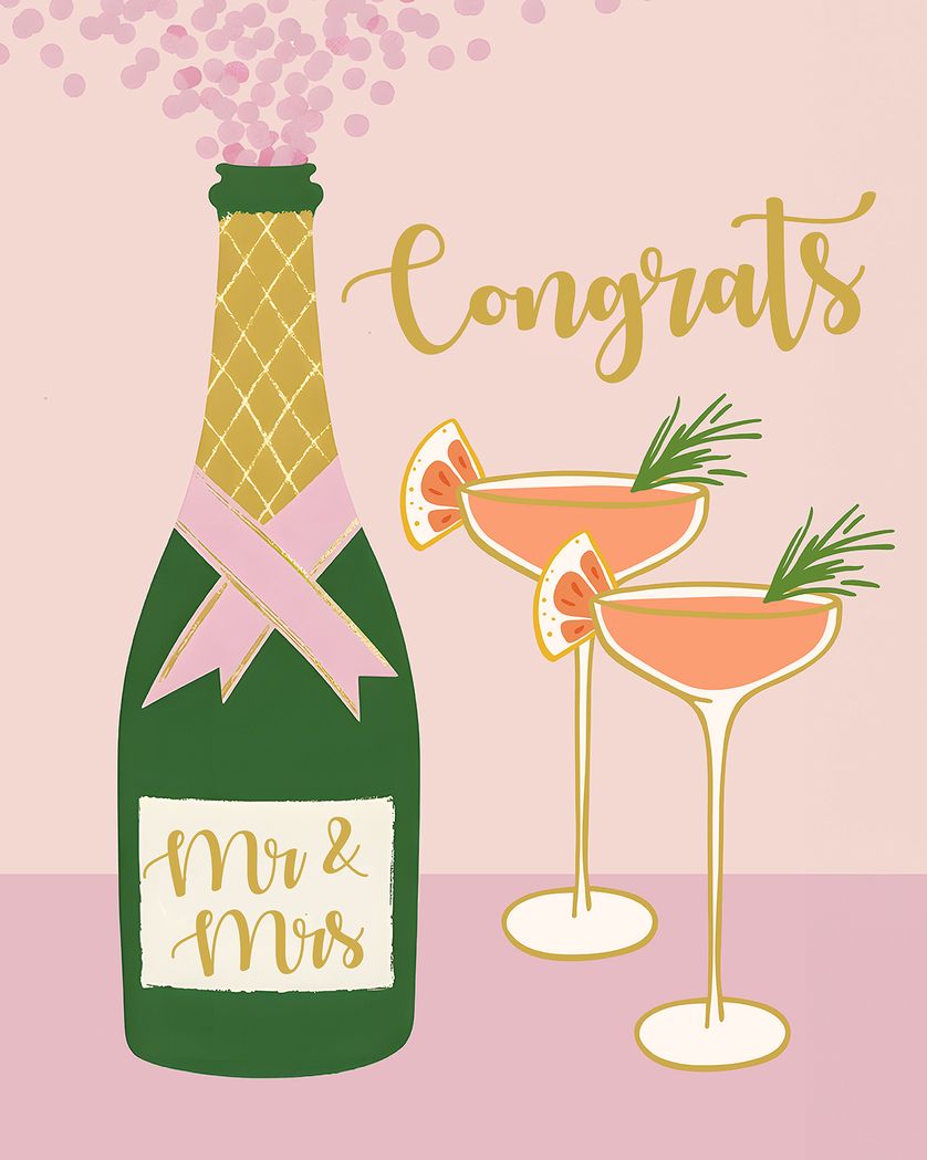 Card design "Champagne reception - group wedding ecard"