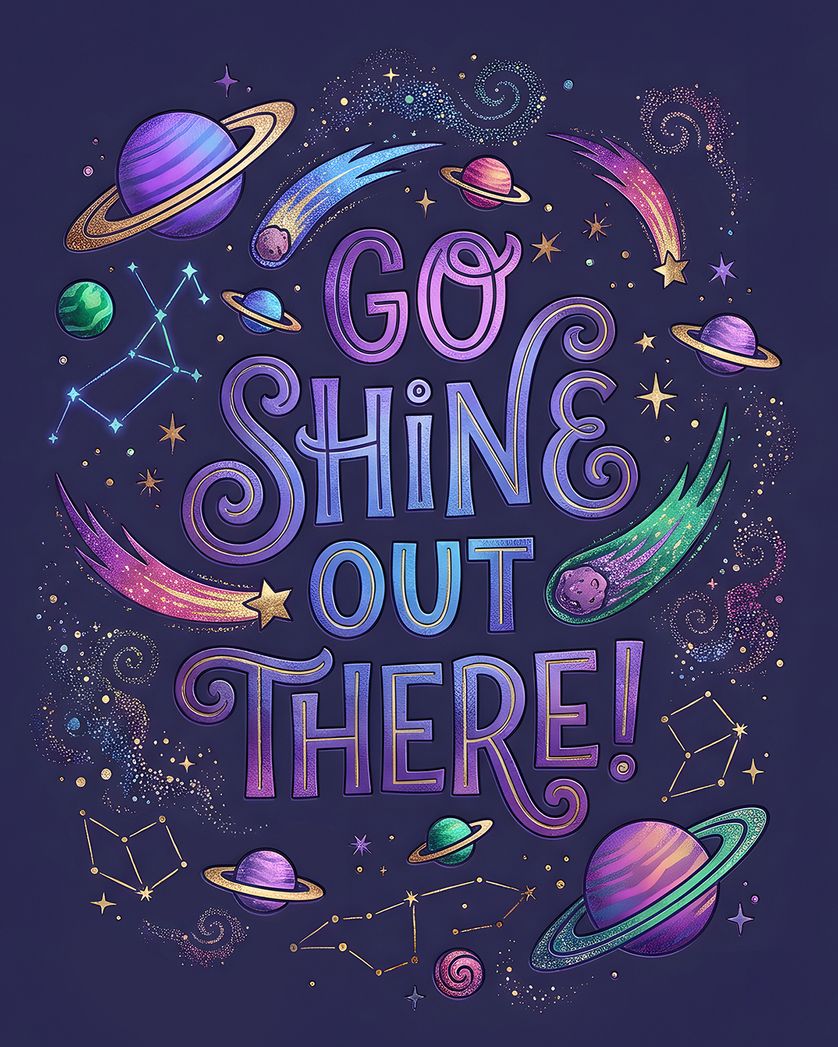 Card design "Out of this world - group leaving ecard"