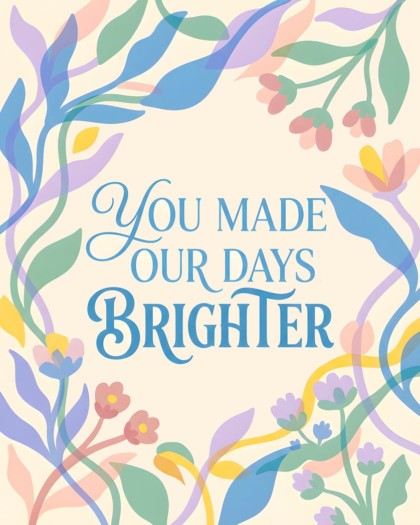 Card design "Floral border - group leaving ecard"