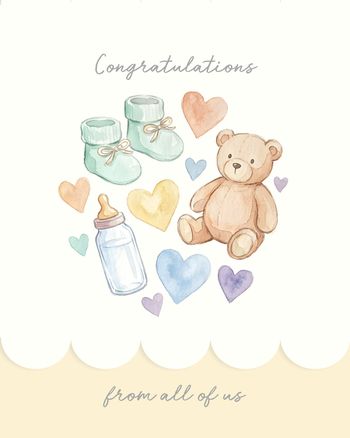 Use Watercolour Baby shower - group ecard
