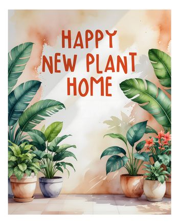 Use Watercolour plants - group new home ecard