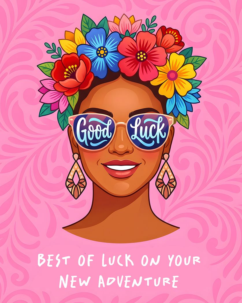 Card design "Flower top - group leaving ecard"