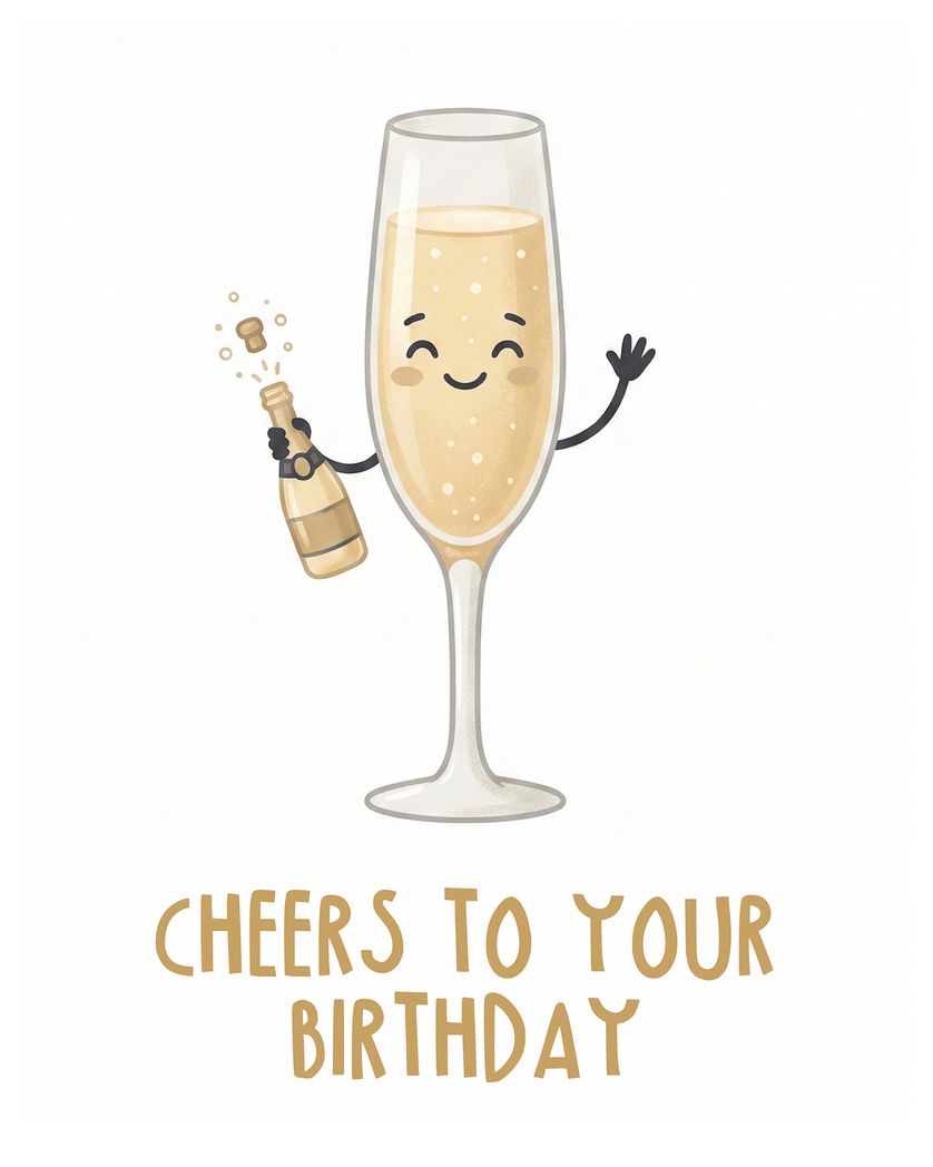 Card design "Happy Champers - group birthday ecard"