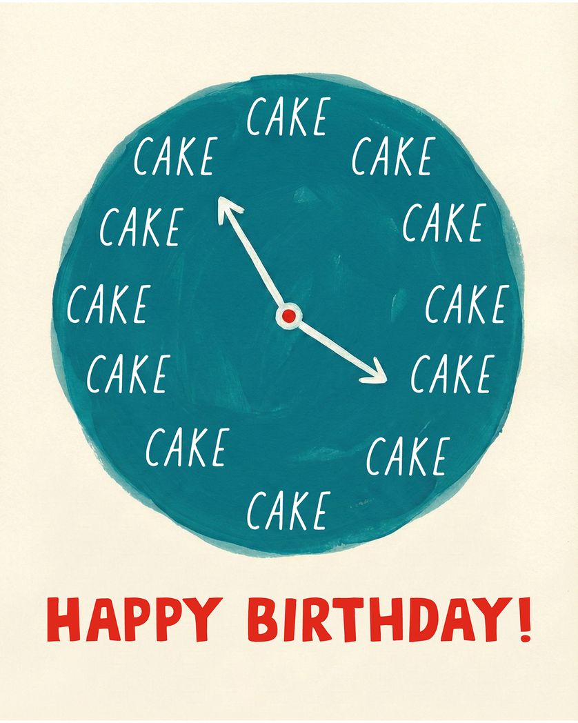 Card design "Cake O'clock - group Birthday ecard"