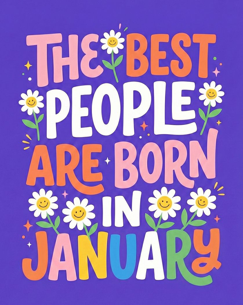 Card design "January people - group birthday ecad"