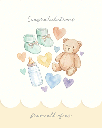Use Watercolour Baby shower - group ecard