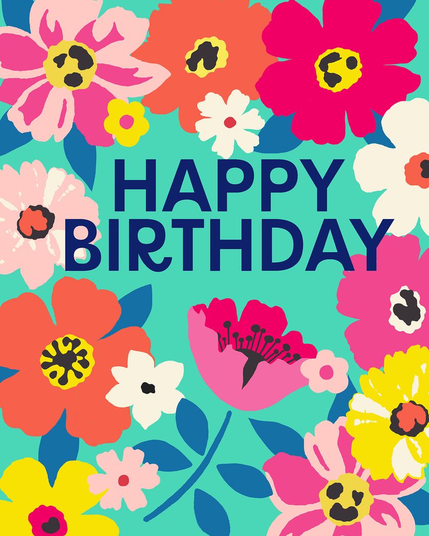 Card design "Floral Birthday - group ecard"