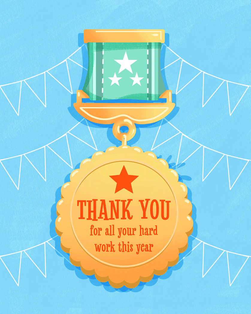 Card design "Medal - group employee ecard"