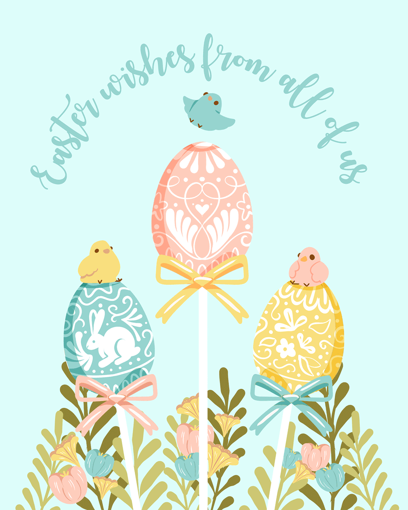 Card design "Pretty chicks - group easter ecard"