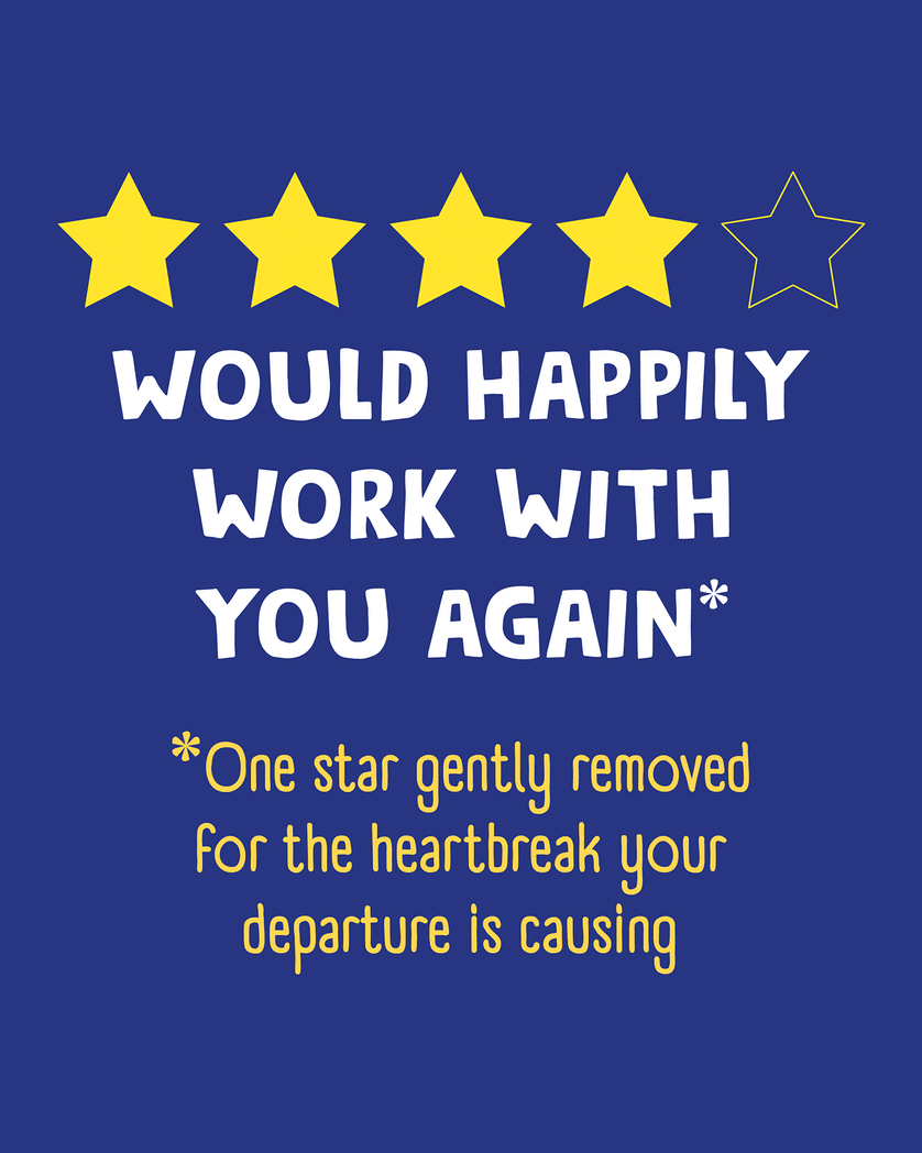 Card design "4 star review - group leaving ecard"