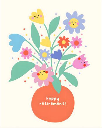 Use Happy Vase - group retirement ecard
