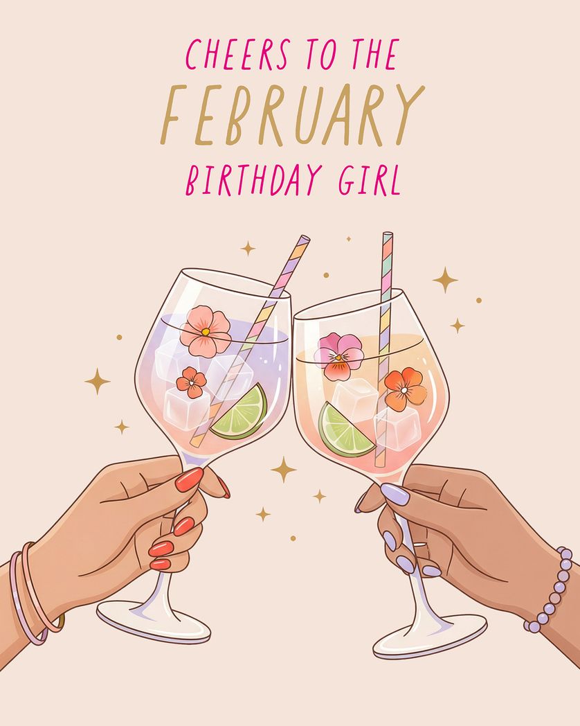 Card design "February cheers - group birthday ecard"
