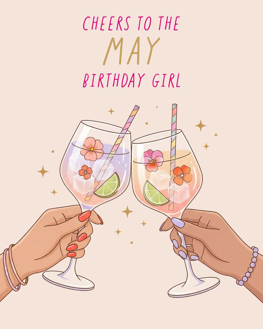Card design "May cheers - group birthday ecard"