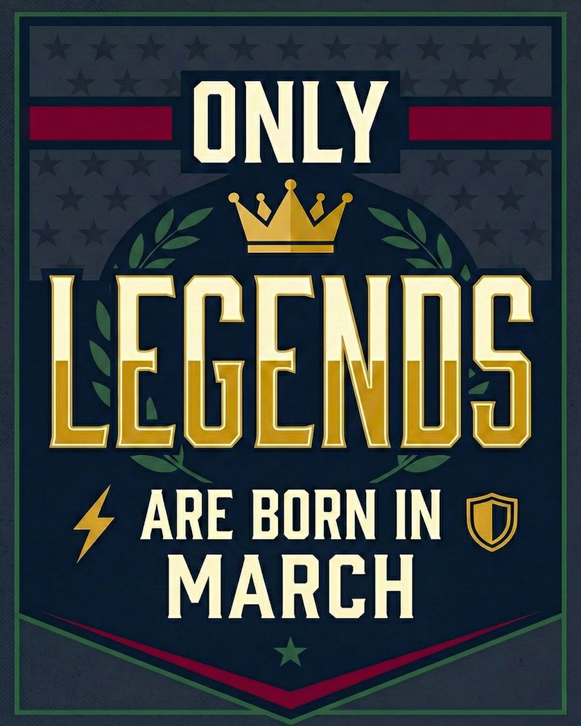 Card design "March Legend - group birthday ecard"