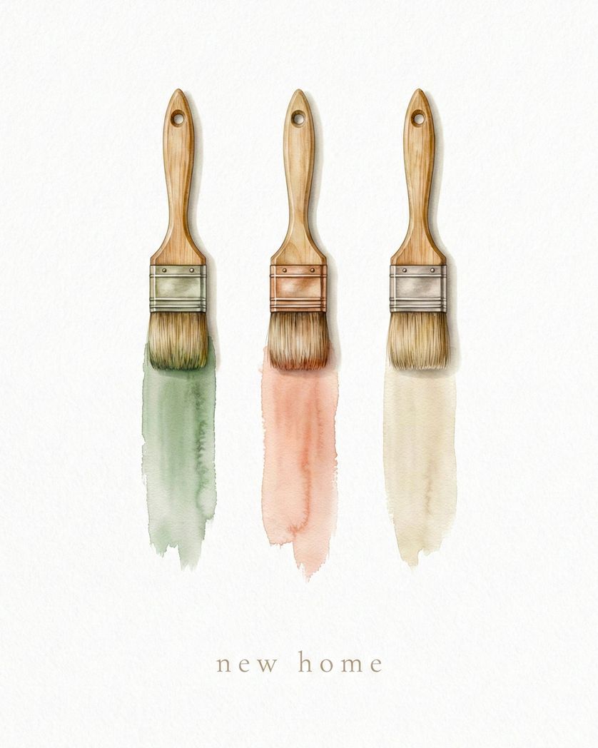 Card design "Brushstrokes - group new home ecard"
