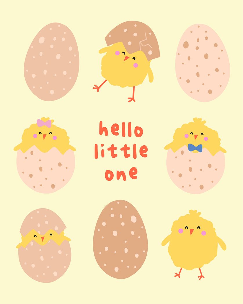 Card design "Cheeky chicks - group baby ecard"