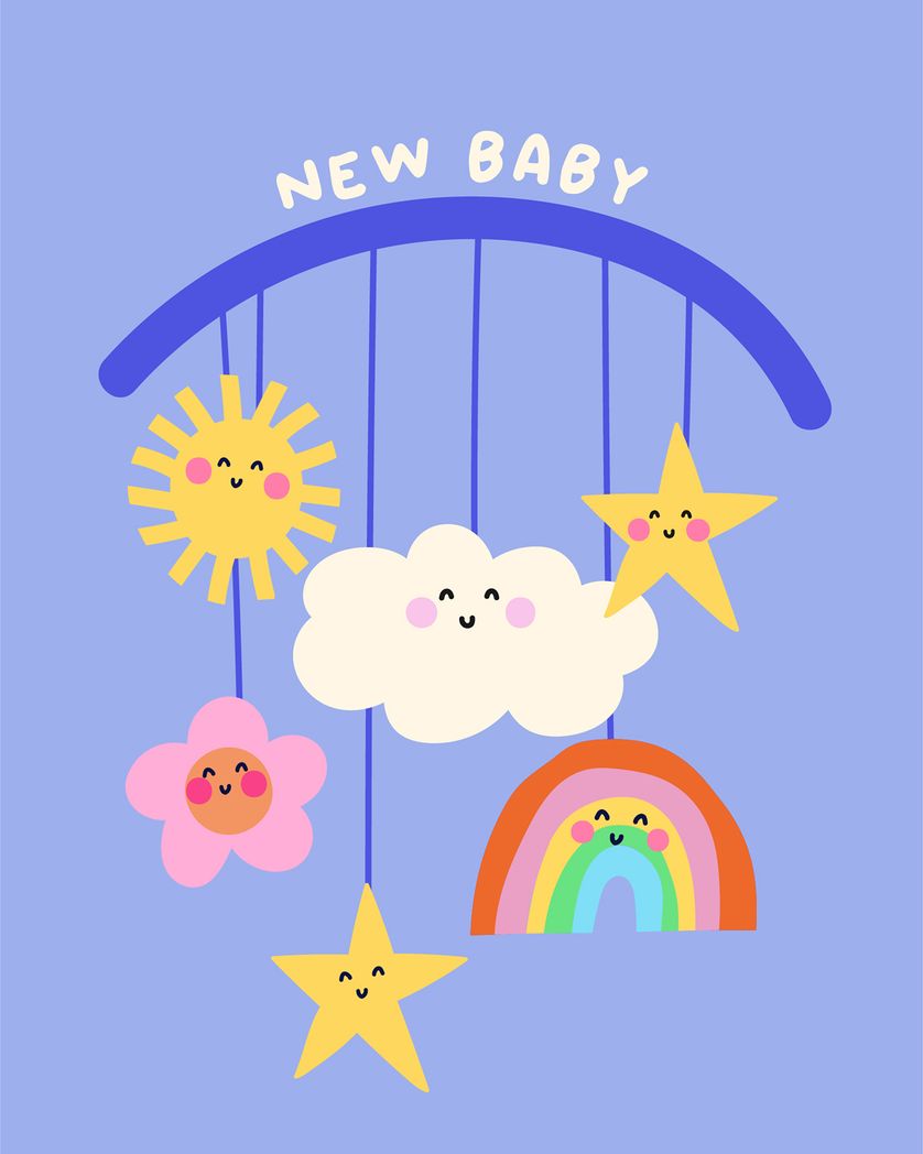 Card design "Cute Mobile - group baby ecard"