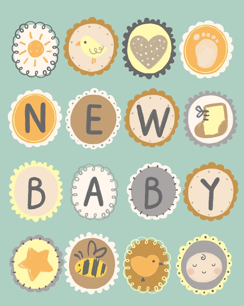 Card design "teeny gallery - group baby ecard"