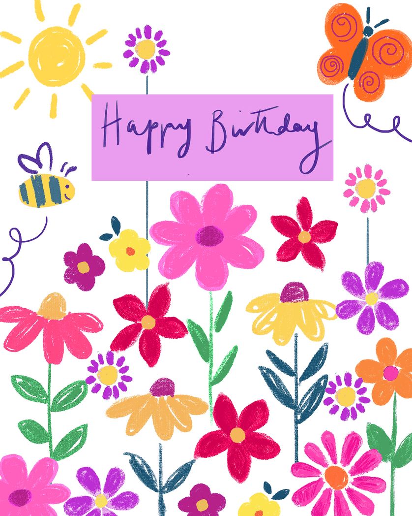 Card design "Bees and butterflies"