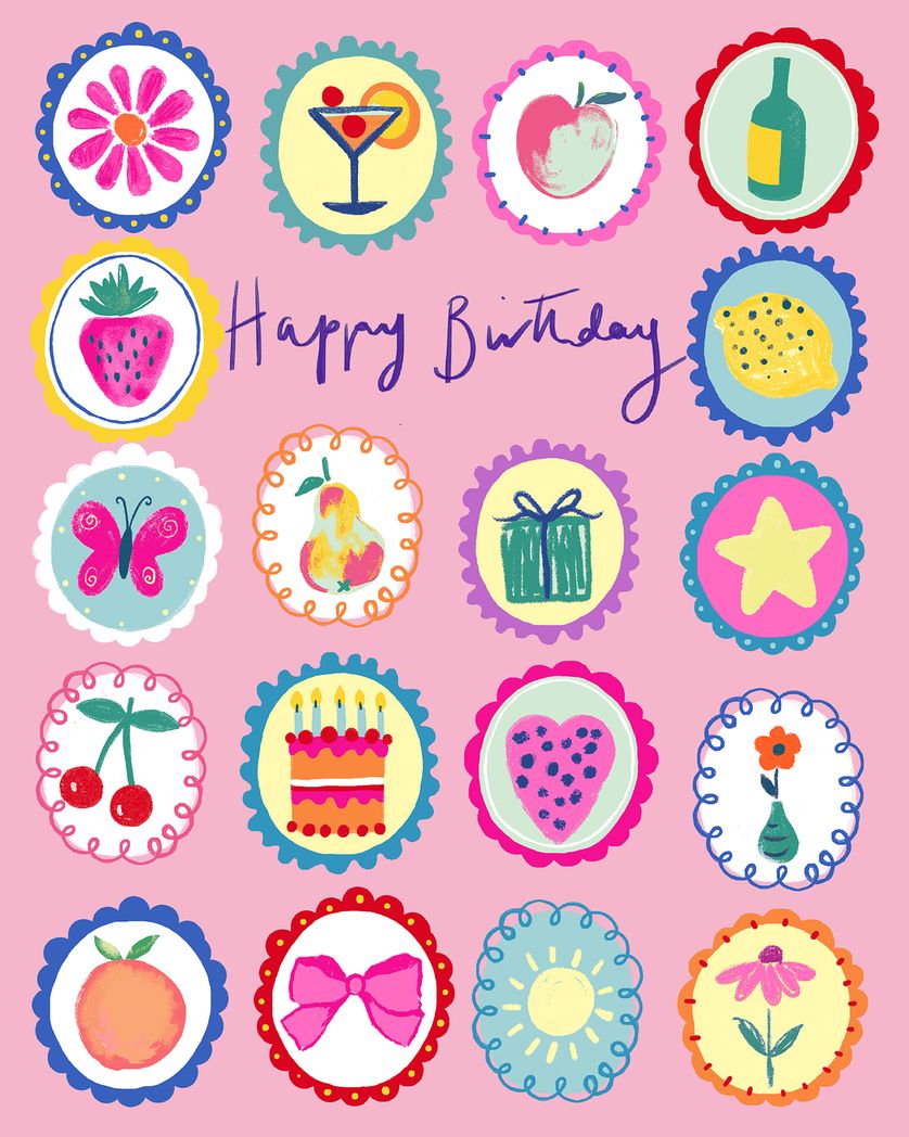 Card design "Birthday gallery - group ecard"