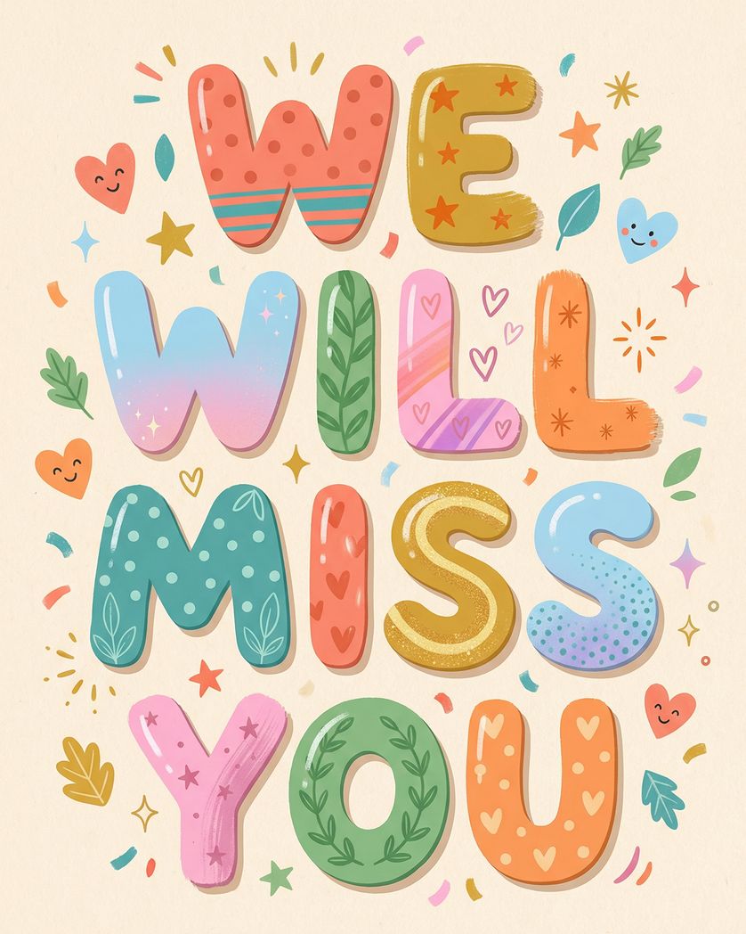 Card design "Letter pattern - group leaving ecard"