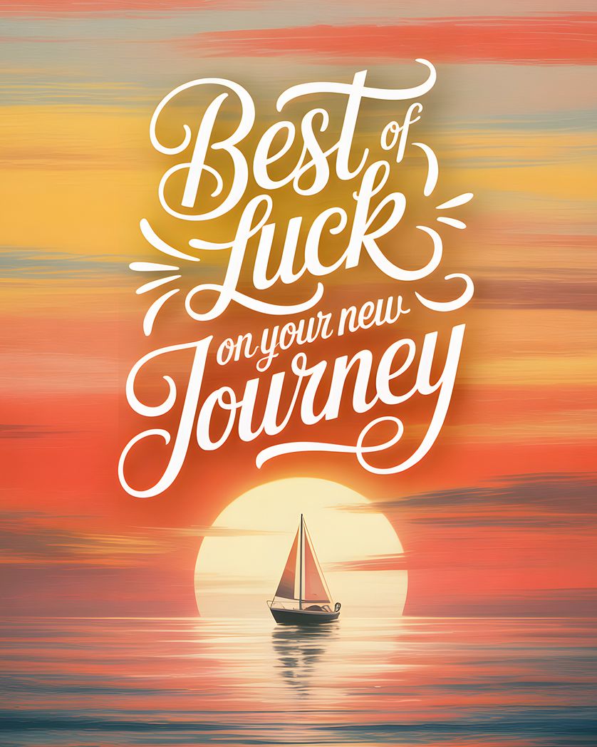 Card design "Sailing into the sunset - group leaving ecard"