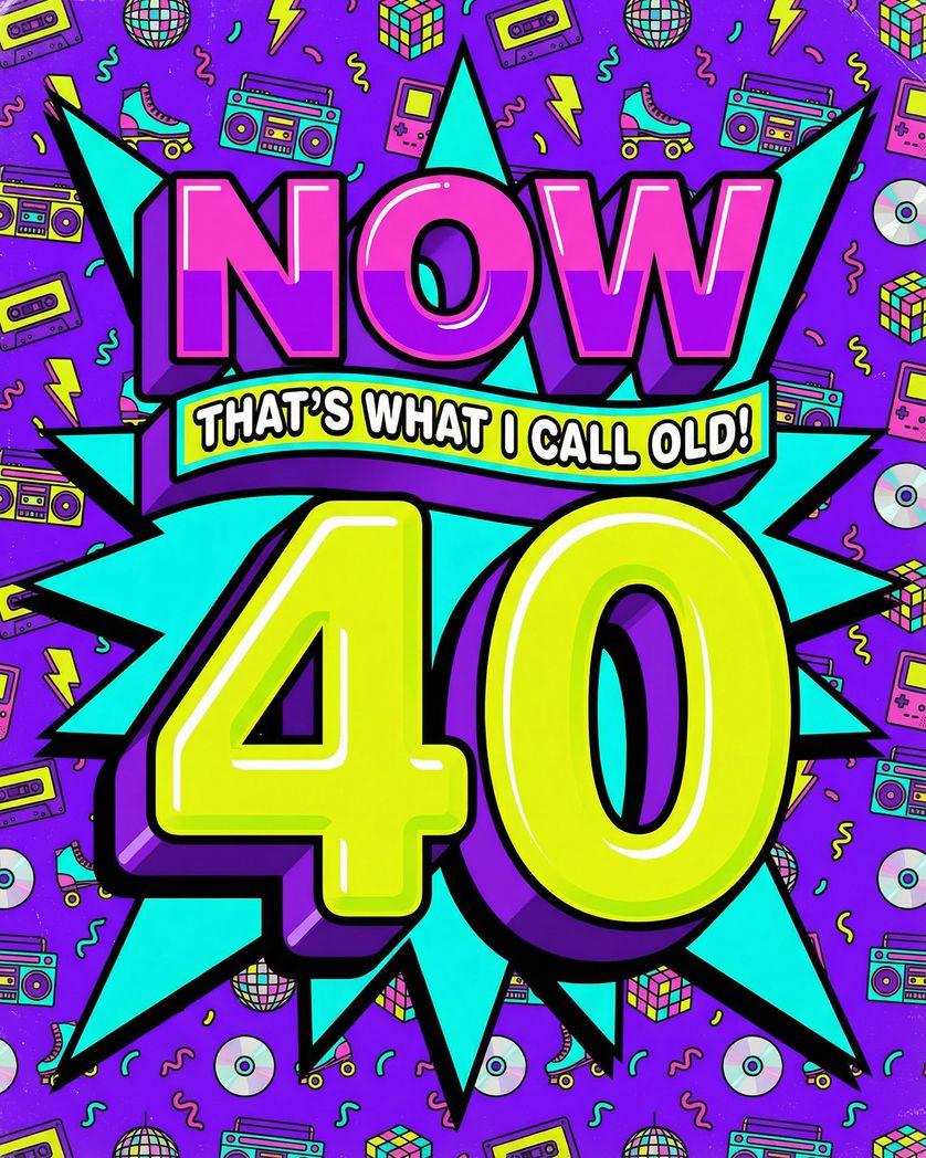 Card design "Now 40 - group birthday ecard"