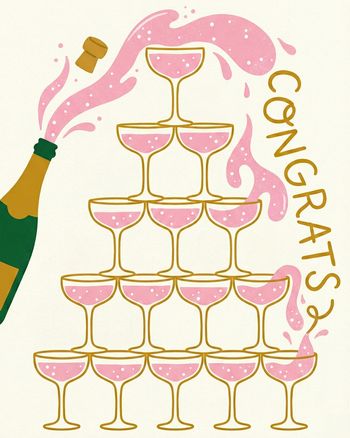 Use champagne fountain - group wedding ecard