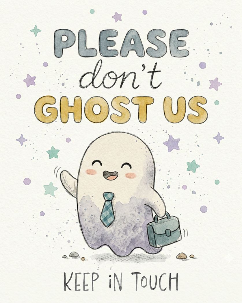 Card design "friendly ghost - group leaving ecard"
