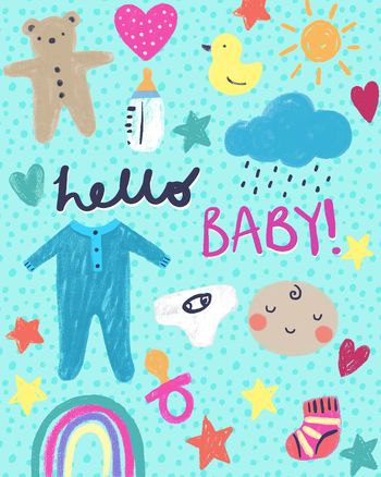 Use Sweet Scribbles - group baby ecard