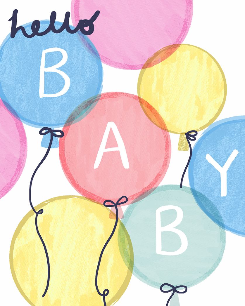 Card design "Beautiful Balloons - group baby ecard"