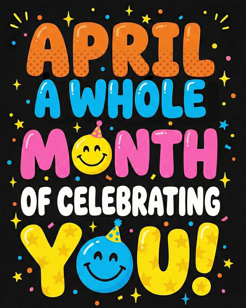 Card design "April baby - group birthday ecard"