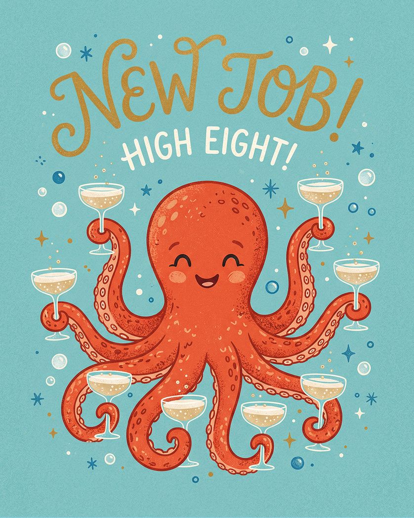 Card design "High Eight - group leaving ecard"