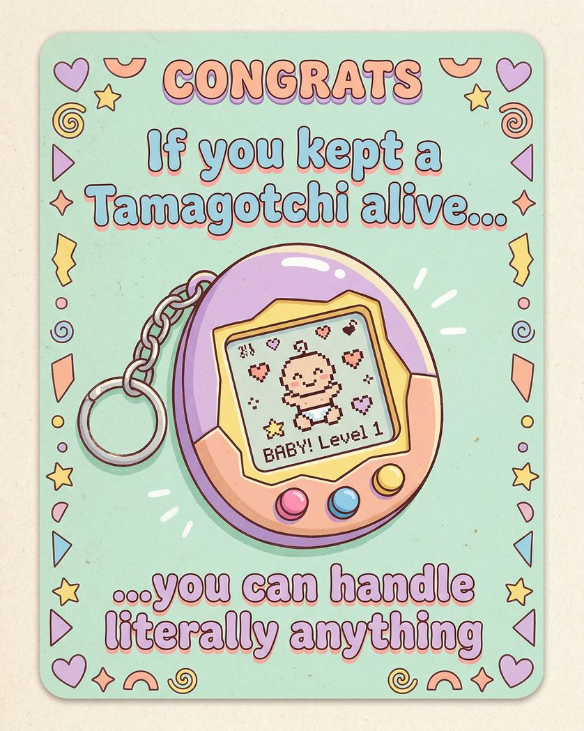 Card design "Tamagotchi - group baby ecard"