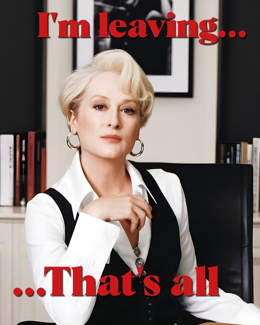 Card design "Leaving is the new black - group leaving ecard"