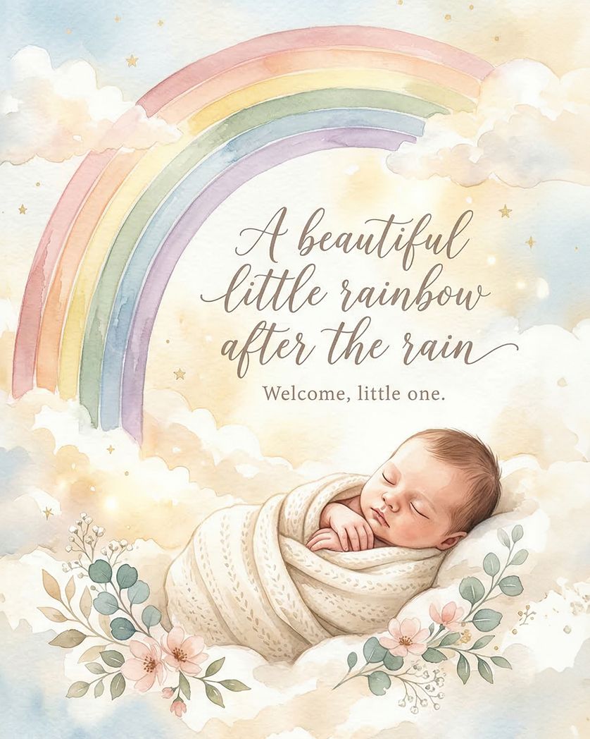 Card design "Rainbow baby - group ecard"