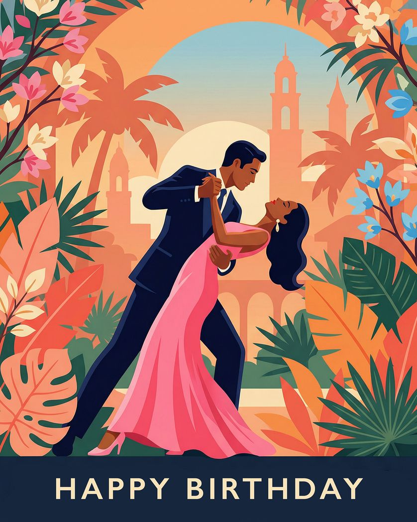 Card design "Latin vibes - group birthday ecard"