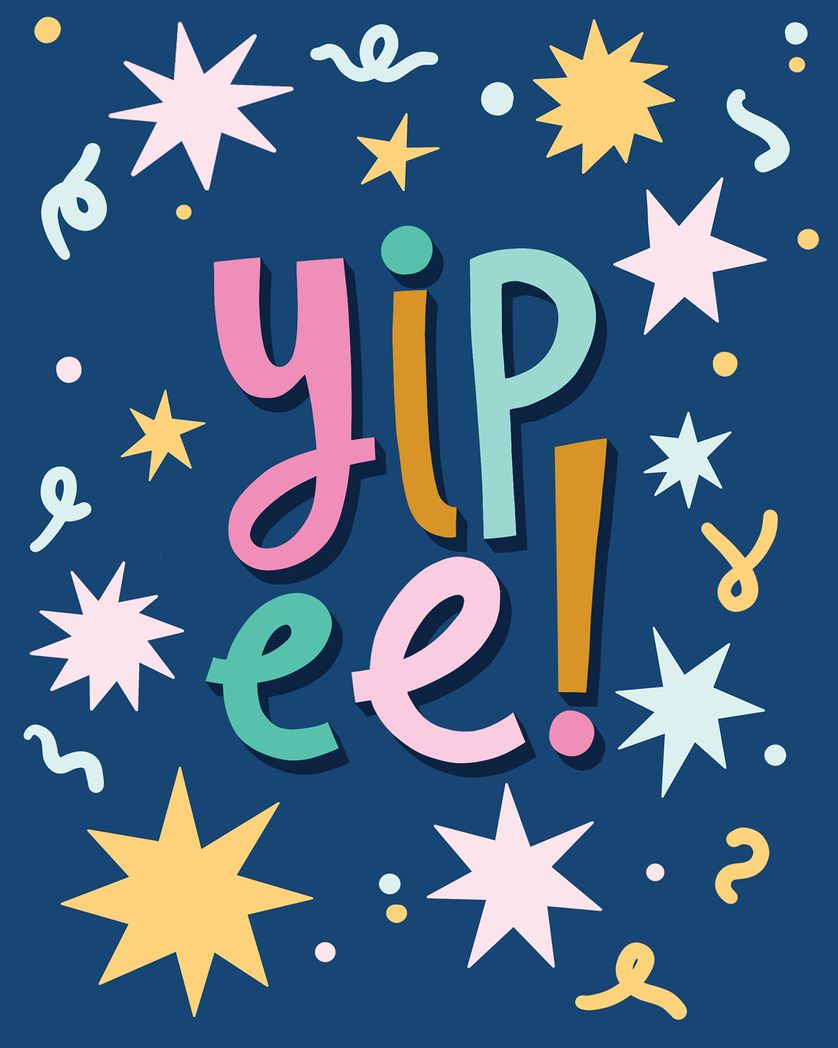 Card design "Yipee - group birthday ecard"