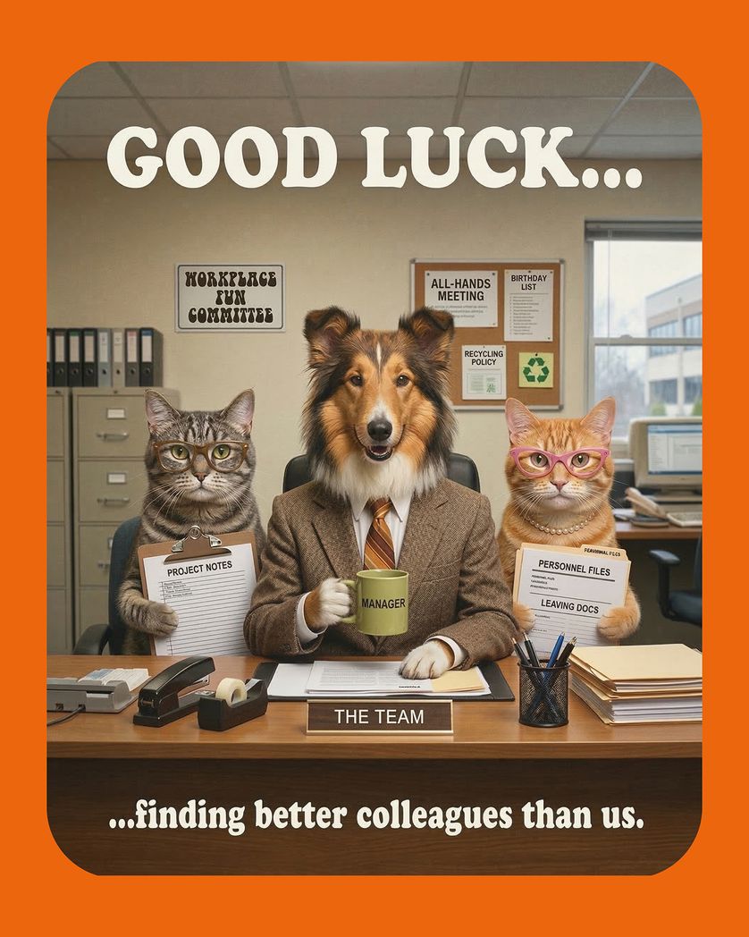 Card design "The fun team - group leaving ecard"