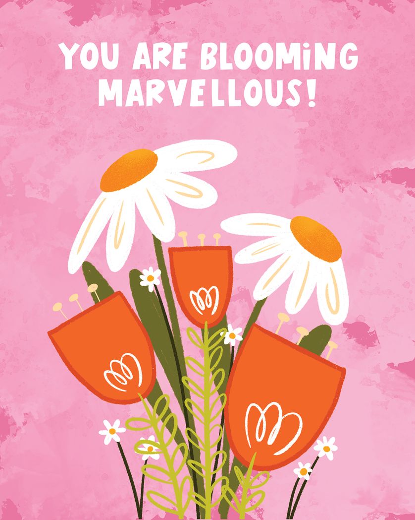 Card design "Blooming brilliant - group birthday ecard"